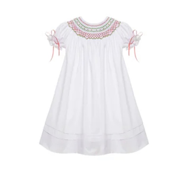 Size 6 smocked Christmas dress still in pkg - Picture 2 of 3